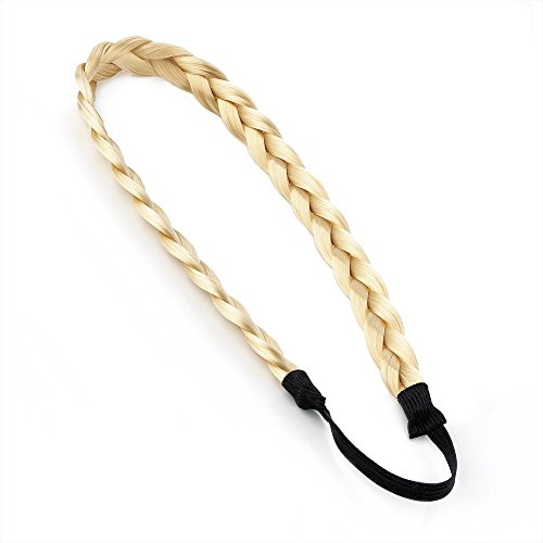 Homgaty Ladies Braided Synthetic Hair Plaited Plait Elastic Headband Hairband (Light Blonde)