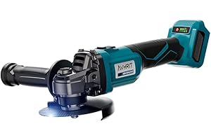 AVHRIT Amoladora angular a batería de 115 mm (solo herramienta), amoladora angular eléctrica sin escobillas 10.000 rpm, amoladora angular con 3 velocidades, mango, disco de corte