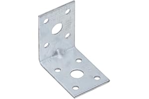 Systafex® 60x Bau-Winkel verzinkt mit Sicke 50x50x35mm CE Zulassung Winkelverbinder Lochwinkel Holzverbinder