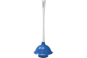 Vileda durable rubber toilet plunger with powerful suction, white and blue