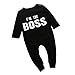 Sunenjoy 0-24 mois Combinaison Barboteuse Tenues Infantile Bébé Garçon Fille Long Manchon Noir Lettre Vêtements Ensemble (A,12 mois)