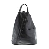 echtes Rindsleder IO.IO.MIO leichter echt Leder Damenrucksack CityRucksack DayPack schwarz, 27-18x30x13 cm (B x H x T)