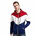 Produktbild Patchwork Strickjacke Herren,DoraMe Männer Herbst Slim Kapuzepullover Reißverschluss Tops Schlank Bluse Kapuze Outwear(Bitte wählen Sie eine größere Größe als üblich) (Rot, M)