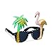 Produktbild Relaxdays Partybrille Flamingo & Palme, Goldener Glitzer, getönte Gläser, Spaßbrille, Strandparty, Hawaii Brille, Kunststoff, bunt