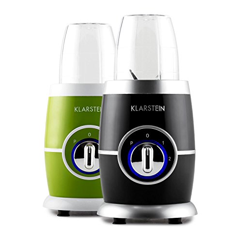 Klarstein • Juicinho Nero • Standmixer • Küchenmixer • Smoothie Maker • Blender • 220 Watt • 8-teilig • 1x Kreuzklinge • 1x Flachklinge • Puls-Funktion • 2 Geschwindigkeitsstufen • 2 Mixerbecher • 2 Verschlussdeckel • 1 Trinkbecher • Zerkleinerer • schwarz - 9