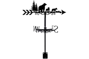 SUPERDANT Wetterhahn Mit Bärenfamilie Waldbär Wetterhahn fürs Dach Schwarze Aus Metall Schuppen Wetterfahne Tier Wetterfahnen Gartendekoration Für Bauernhaus Garten Außenbereich Hof Dachdekoration