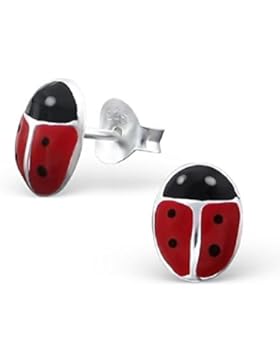 So Chic Schmuck - Kinder Ohrstecker Marienkäfer Emaille Farbe Sterling Silber 925