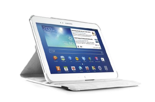 JAMMYLIZARD | Hülle für [ Samsung Galaxy Tab 3 10.1 ] 360 Grad rotierende Ledertasche mit automatischer Schaltfunktion, WEIß - 4