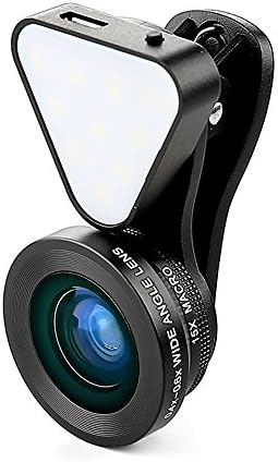 LIEQI LQ-035 Phone Lens 3 in 1 Led Flash lights with Wide Angle+15X Macro Lens 3 Levels light kit for iPhone 7 6 iPad Huwawei Xiaomi (Black)