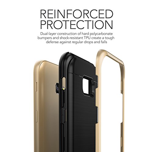 Samsung Galaxy A5  2017  m  vil  VRS   Tel  fono M  vil  Negro   Oro  doppelschichter Premium de protecci  n Silicona Dise  o y PC Case Dual Layer TPU Bumper Funda Carcasa  High Pro Shield  para Samsung Galaxy A5  2017