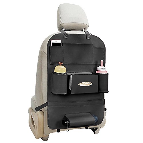 Auto Rücksitz Organizer, Pushingbest Auto Rückenlehnenschutz Autositz Organizer Autositztasche Reisewagensitzbeutel, Kinder Rücksitzschoner Kick-Matten-Schutz passend für die meisten den Autositz