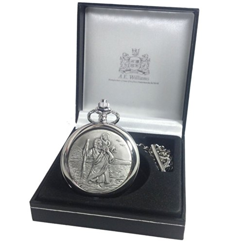 Taschenuhr St. Christopher, graviert, in hochwertiger Geschenkbox, fr Jungen, Taufgeschenk