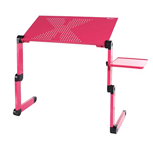 Homdox Einstellbare Laptop-Tisch Betttisch Notebook Lese Tisch aus Aluminium (Rose) - 3