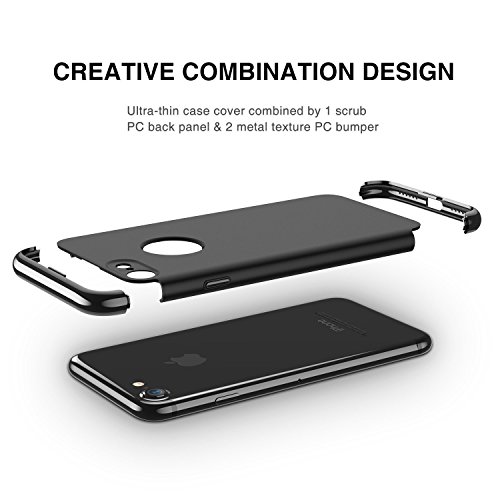 Funda iPhone 7  RANVOO 3 en 1 Anti-Scratch Anti-huella dactilar a prueba de choque Marco Electroplate con superficie antideslizante cubierta Excelente agarre el caso para el iPhone 7   logo out 