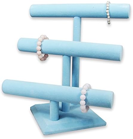 Ikee Design Velvet Bracelet Holder with 3 Tier Rack, 12"W x9 3/4"D x 13 1/4"H