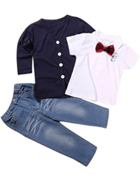 JYJM 1Set Jungen Langarm T-Shirt Tops + Coat + Hosen Kleider Outfits