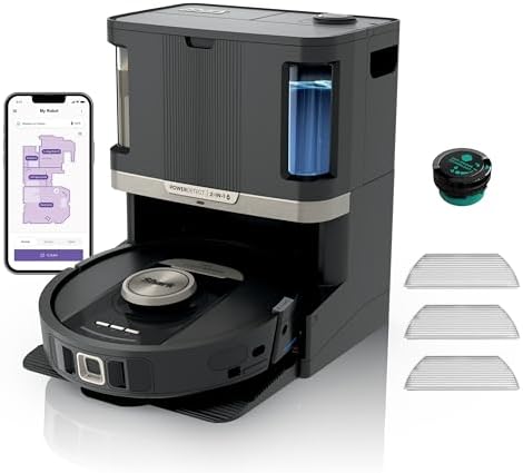 Shark PowerDetect Robot Aspirapolvere Lavapavimenti 2 in 1, NeverTouch Pro Autosvuotante, Autoriempimento, Autopulizia, Navigazione 3D LiDAR, Bypass Ostacoli NeverStuck, WiFi/App, Nero RV2800ZEEU