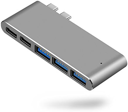 USB-C HUB Aluminum Plug &amp; Play Type C Hub, 3 USB 3.0 Extension Ports and 2 USB-C Connectors with PD Specification MacBook Adapter for New MacBook Pro 2016/2017 (3 usb)