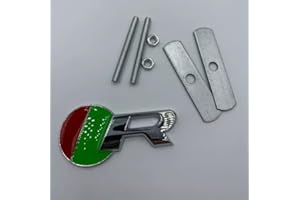 XCBW Circular R Grid Car Emblem Badge Red/Green/Nickel for F-PACE XJ XK XJR XJS E X-Type