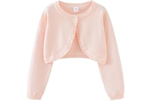 KISLOVE Mädchen Strickjacke Langarm Shrug Baumwolle EIN-Knopf Bolero Kinder Sweatshirt Hochzeit Kommunionkleid Taufekleid Mantel Strickwaren für 1-14 Jahre