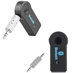 Drumstone [1+1 Offer] Car Bluetooth Stereo AUX Audio Receiver 3.5mm with mic car Bluetooth Call Receiver Calling Function Music Wireless Transmitter Mp3 Speaker, Multicolor (DR_Car Kit)