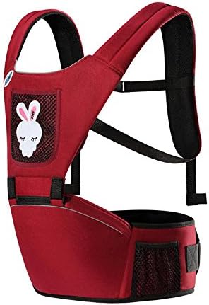 GUAN Baby Carrier Breathable Non-Slip Decompression Hip Seat Carrier Ergonomic Design Portable Multifunction Backpack Carrier With Detachable Seat Red