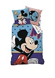 Linon Kinder Bettwäsche Mickey Mouse " Motiv Sitting " 135 x 200 cm + 80 x 80 cm Neu & Ovp 100% Baumwolle Micky Maus