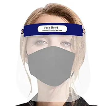 Casago CS5157 CSFS05 350 Micron Disposable Face Shield with Adjustable Elastic Strap Anti-Splash Single Use Protective Facial Cover Transparent Full Face Visor with Eye & Head Protection (5 PCS)