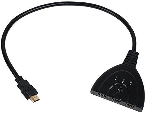 AHOOME 3 Port HDMI-Umschalter-3-auf-1 – Full HD 1080P HDMI Switch Verteiler 3 Port Umschalter Adapter 3 IN / 1 OUT – HDMI Splitter Verteiler für HDTV PC DVD - 3