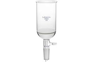 Labasics Borosilicate Glass Buchner Filtering Funnel with Fine Frit (G3), 65mm Inner Diameter, 100mm Depth, with 24/40 Standard Taper Inner Joint and Vacuum Serrated Tubulation (250ml)