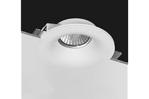 Eurekaled - Portafaretto in Gesso CERAMICO Tondo Conico da Incasso per Controsoffitti con alette regolabili