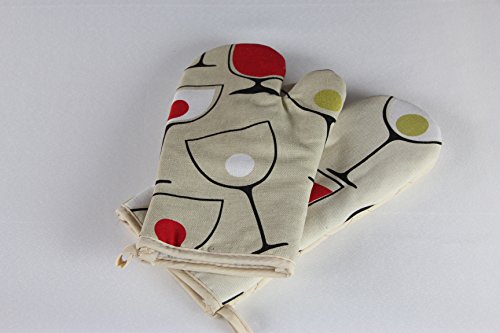 Moderne Serie “ WINE COLLECTION “ mit zauberhaften Weingläsern – zur Auswahl : Topflappen oder Backhandschuhe oder Küchen – Schürze , wunderschönes Motiv – hochwertig , 100% Baumwolle , eine schöne kleine Geschenk – Idee – NEU (1 Paar ( = 2 Stück ) = Backhandschuh ca. 17 cm x 29 cm) - 2