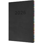 Agenda Semainier 2026 Collins Edge Rainbow ED153.U96-26 - Couverture Souple A5 Gris Anthracite, Organisation Parfaite Pour Professionnels