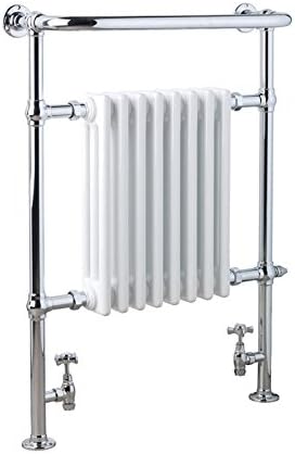 Central Heating "Bellatrix" Traditional Bathroom Radiator with integrated Towel Rail, Black, White or Lava Grey with Chrome bars, White, 540