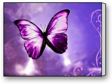 Purple Butterfly Canvas Prints for Modern Wall Art for Home Decoration 16 X 12 Inch