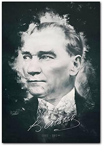 Cakatablo Ahşap Tablo Mustafa Kemal Atatürk Portresi Ve İmzası Görseli