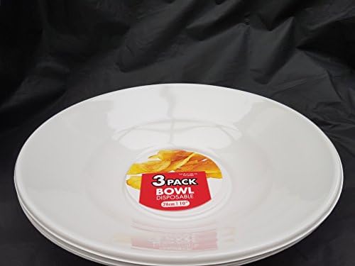 3 x white plastic disposible serving bowls - 26cm 10" for serving shering