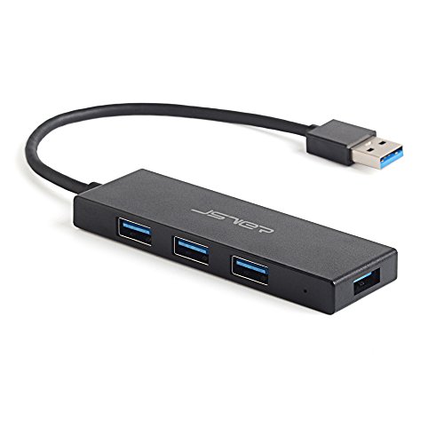 JSVER Mini 4 Port USB 3.0 Hub mit eingebautem Kabel (20cm) für Laptops, Ultrabooks, Tablets und PCs