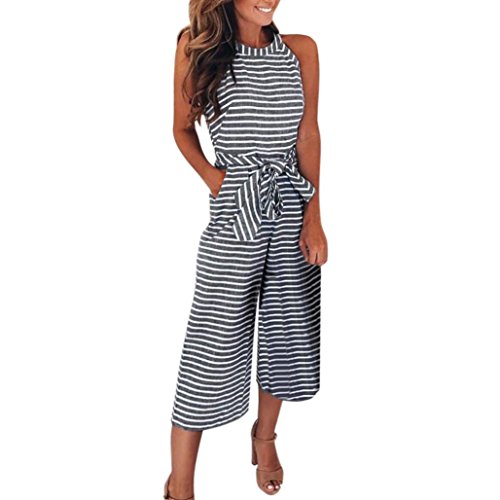 2018 Sexy Sleeveless Striped Jumpsuit Womens Summer Casual