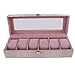 Produktbild milageto Stilvoll Uhren Box Für 6 Uhren Uhrenkasten Mit Glas Deckel Geschenk Für Frauen Männer - Weiß