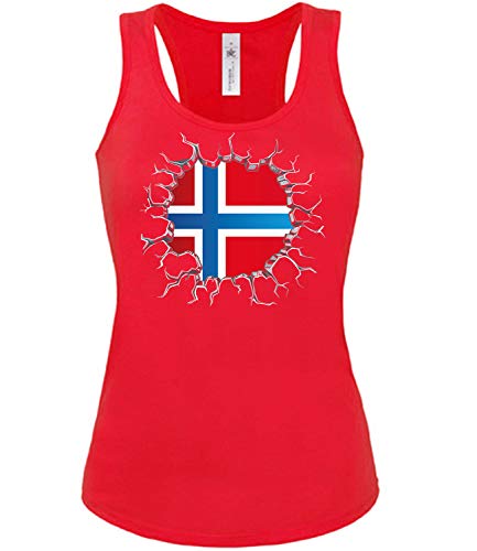Norwegen Norway Norge Fan t Shirt Artikel 5766 Fuss Ball Tank Top für Mädchen EM 2020 WM 2022 Trikot Look Fahne Flagge Frauen Damen Mädchen M