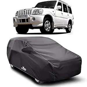 DREAM STORE - Water Resistant - dust Proof - car Body Cover for Compatible with Mahindra Old Scorpio car Cover - Water Resistant UV Proof - car Body Cover (Grey with Mirror)