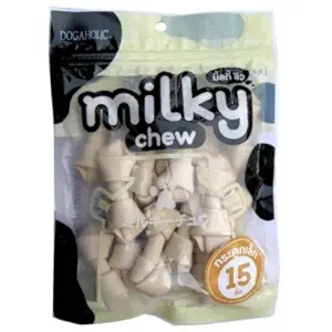 Dogaholic Milky Chews Knotted Bone Dog Treat, 15 Pieces (Pack of 5)