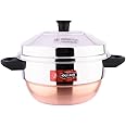 Eurostyle Compact 12 Deluxe Stainless Steel Heavy Copper Bottom Idli Pot Cookware for Idli, Idiyappam, Dhokla & Vegetable Steamer(2 in 1), 3 Idli Plates (12 idlis) & 1 Steamer Plate (EUS_Comp_12_D_CB)