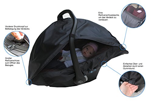 3 in 1 Multifunktionsbezug – Sonnenblende, Regenschutz und Insektennetz in einem, um Ihrem Baby in der Babyschale einen optimalen Schutz zu bieten - 2
