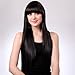 Bigood 65cm Fashion Natural Smooth Party Neat bang Black Long Straight Wig