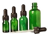 Green Glass Bottle Black - Black Eye Dropper