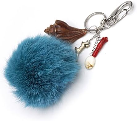 Key Ring for Handbag, Smoky Quartz, Shell, Steel Coral, Tuquoise Genuine Freshwater Pearls.