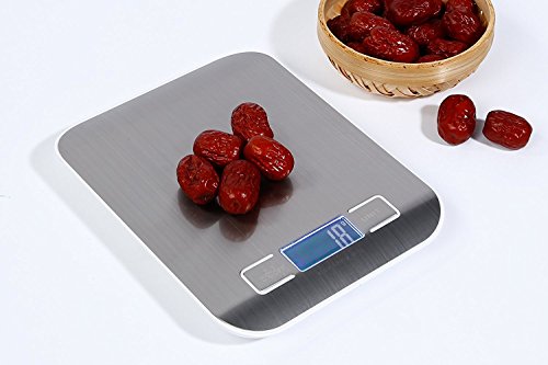 QITAO® Digitale Küchenwaage, Digitalwaage Professionelle Waage, Electronische Waage, Küchenwaage, Briefwaage, Hohe Präzision auf bis zu 1g/0.01oz (5kg/ 11 lb Maximalgewicht), Tara-Funktion, LCD-Display, Inkl. Batterie - 3
