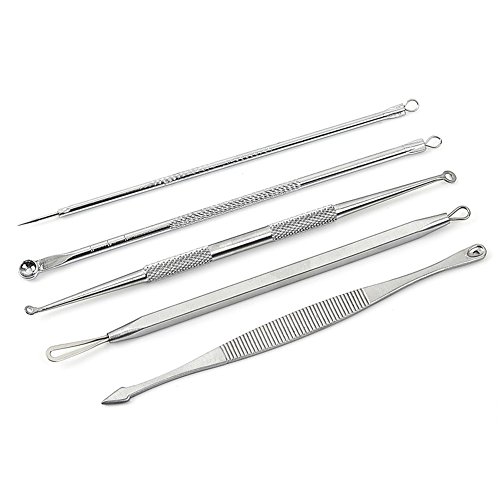 Oshide 5 Stücke Doppelseitig Mitesserentferner Komedonenquetscher Set Aus Edelstahl Gegen Pickel Whiteheads Akne - 8